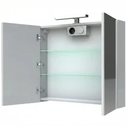 Planète Bain Armoire de toilette éclairante 2 portes 80 cm blanche Juno 2* Armoire De Toilette