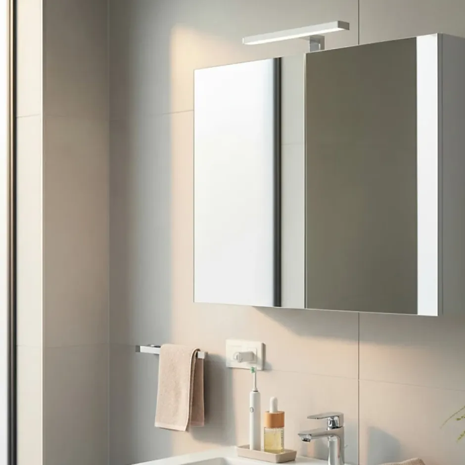 Planète Bain Armoire de toilette éclairante 2 portes 80 cm blanche Juno 2* Armoire De Toilette