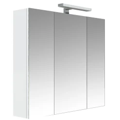 Planète Bain Armoire de toilette éclairante 3 portes 80 cm blanche Juno 2* Armoire De Toilette