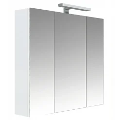 Planète Bain Armoire de toilette éclairante 3 portes 60 cm blanche Juno 2