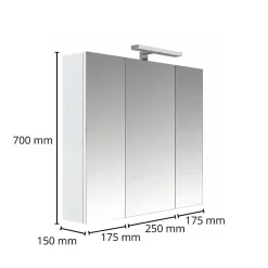 Planète Bain Armoire de toilette éclairante 3 portes 60 cm blanche Juno 2