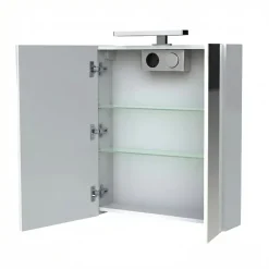 Planète Bain Armoire de toilette éclairante 2 portes 60 cm blanche Juno 2