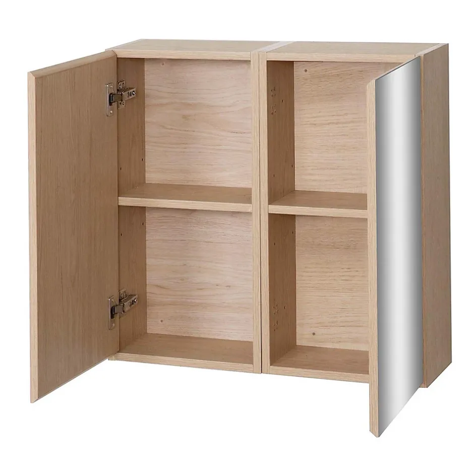 Mob-In Armoire de toilette 60cm double porte WILL décor chêne porte + miroir* Armoire De Toilette