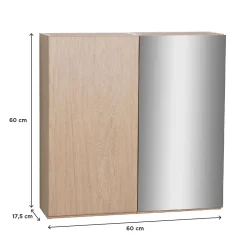 Mob-In Armoire de toilette 60cm double porte WILL décor chêne porte + miroir* Armoire De Toilette