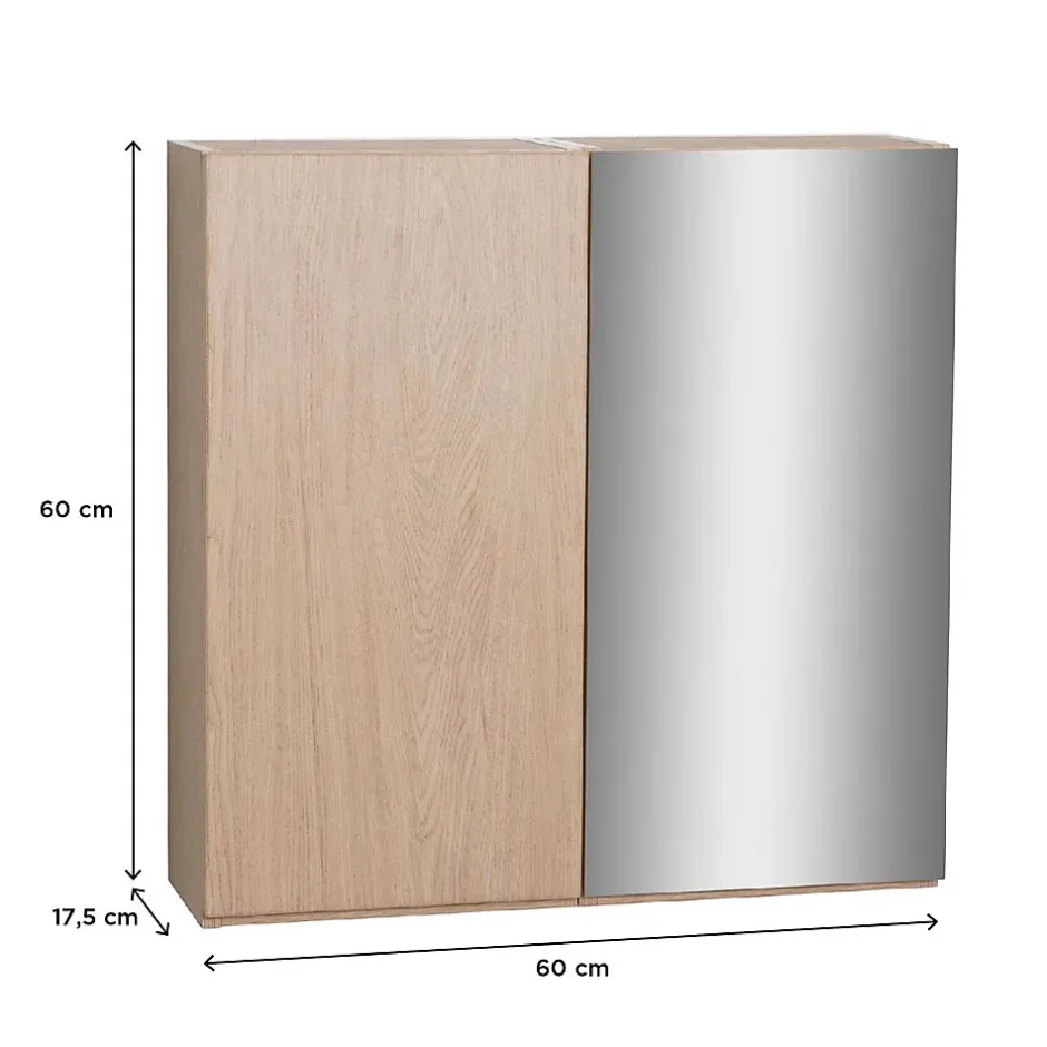 Mob-In Armoire de toilette 60cm double porte WILL décor chêne porte + miroir* Armoire De Toilette