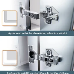 Sirhona Armoire de toilette en aluminium LED 650 x 600 x 130mm Meuble de rangement pour salle de bain Smart Interrupteurs tactiles* Meuble De Salle De Bains Faible Profondeur|Armoire De Toilette