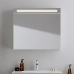 Duravit Armoire de toilette en aluminium 2 portes miroir avec éclairage LED pour salle de bain et toilette - 70x100x15cm - DURAPOINT