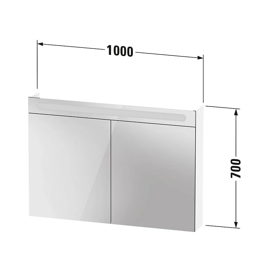 Duravit Armoire de toilette en aluminium 2 portes miroir avec éclairage LED pour salle de bain et toilette - 70x100x15cm - DURAPOINT