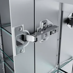 Sirhona Armoire de toilette en Aluminium Miroir multi-surfaces 65x65 cm Interrupteur tactile LED + Anti-buée + Prise rasoir* Armoire De Toilette