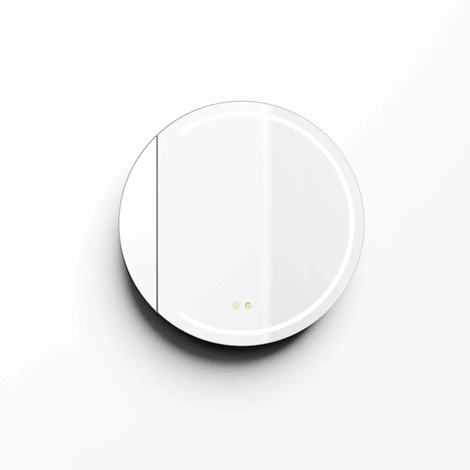 Poalgi Armoire de toilette LED aluminium MANILLONS 1p miroir diamètre 80 cm P. 14 cm - Nox