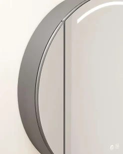 Poalgi Armoire de toilette LED aluminium MANILLONS 1p miroir diamètre 80 cm P. 14 cm - Nox