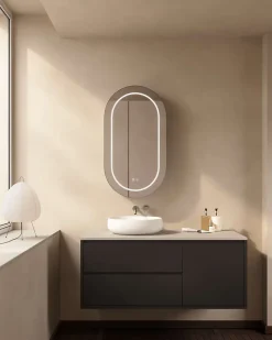 Poalgi Armoire de toilette LED aluminium MANILLONS 1p miroir l. 50 cm H. 90 cm P. 14 cm - Mint* Armoire De Toilette