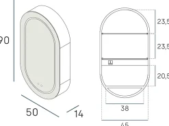 Poalgi Armoire de toilette LED aluminium MANILLONS 1p miroir l. 50 cm H. 90 cm P. 14 cm - Mint* Armoire De Toilette