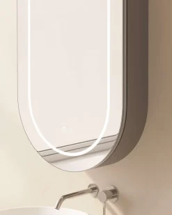 Poalgi Armoire de toilette LED aluminium MANILLONS 1p miroir l. 50 cm H. 90 cm P. 14 cm - Mint* Armoire De Toilette