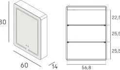 Poalgi Armoire de toilette LED aluminium MANILLONS 2p miroir l. 60 cm H. 80 cm P. 14 cm - Gan