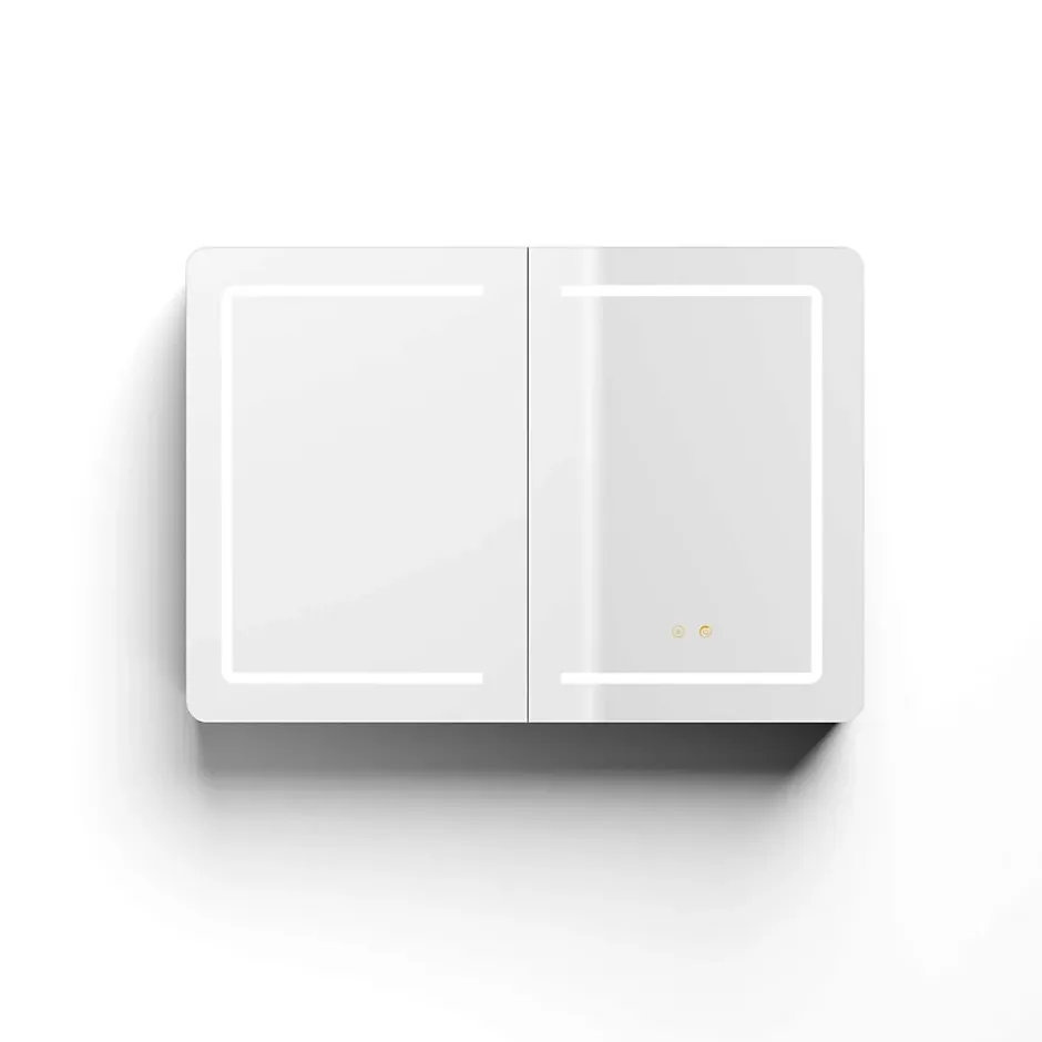 Poalgi Armoire de toilette LED aluminium MANILLONS 2p miroir l. 100 cm H. 70 cm P. 14 cm - Gan