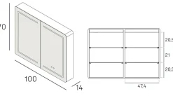 Poalgi Armoire de toilette LED aluminium MANILLONS 2p miroir l. 100 cm H. 70 cm P. 14 cm - Gan