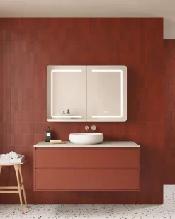 Poalgi Armoire de toilette LED aluminium MANILLONS 2p miroir l. 80 cm H. 70 cm P. 14 cm - Gan* Armoire De Toilette