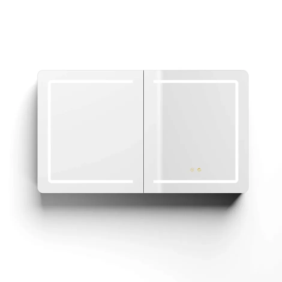 Poalgi Armoire de toilette LED aluminium MANILLONS 2p miroir l. 120 cm H. 70 cm P. 14 cm - Gan* Armoire De Toilette