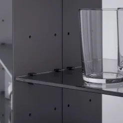 Bernstein Armoire de toilette MFC 2 portes miroirs, éclairage LED, prise de courant intérieure + 2 tablettes verre, 60x71x19cm (LxHxP), VARO