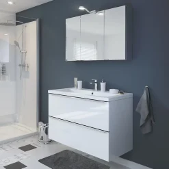 GoodHome Armoire de toilette miroir l.100 x H.60 x P.15 cm, Imandra* Armoire De Toilette