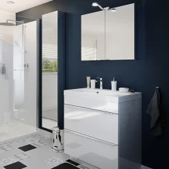 GoodHome Armoire de toilette miroir l.80 x H.60 x P.15 cm, Imandra