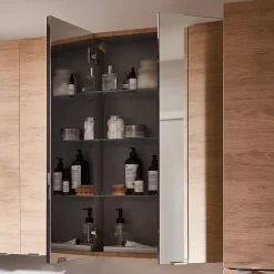 GoodHome Armoire de toilette miroir l.80 x H.90 x P.15 cm, Imandra* Armoire De Toilette|Meuble De Salle De Bains Faible Profondeur
