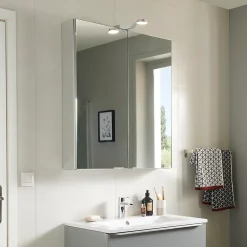 GoodHome Armoire de toilette miroir l.80 x H.90 x P.15 cm, Imandra* Armoire De Toilette|Meuble De Salle De Bains Faible Profondeur