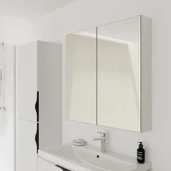 Planète Bain Armoire de toilette miroir 80 cm blanc brillant Malta