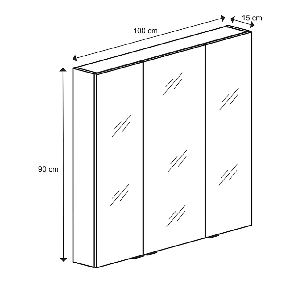 GoodHome Armoire de toilette miroir l.100 x H.90 x P.15 cm, Imandra* Armoire De Toilette