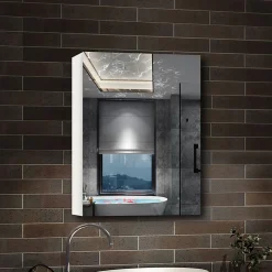 AICA Sanitaire Armoire de Toilette Mural avec Miroir et Rangement - Moderne, Blanc, 50x70 cm,* Armoire De Toilette