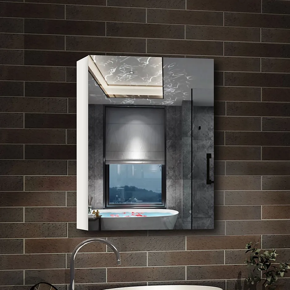 AICA Sanitaire Armoire de Toilette Mural avec Miroir et Rangement - Moderne, Blanc, 40x70 cm,* Armoire De Toilette