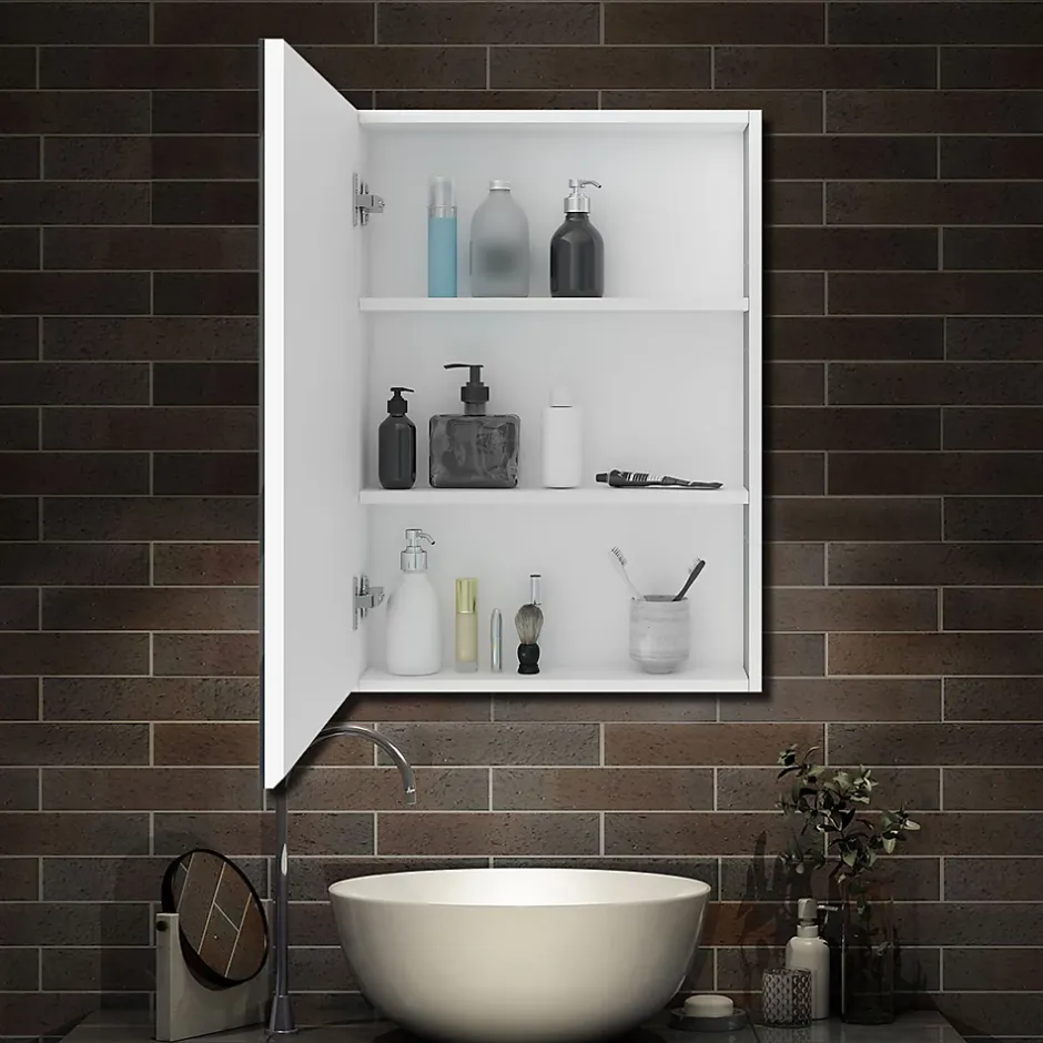 AICA Sanitaire Armoire de Toilette Mural avec Miroir et Rangement - Moderne, Blanc, 40x70 cm,* Armoire De Toilette