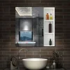 AICA Sanitaire Armoire de Toilette Mural avec Miroir Niches Intégrées et Rangement Fermé - Moderne, Blanc, 80x70 cm,