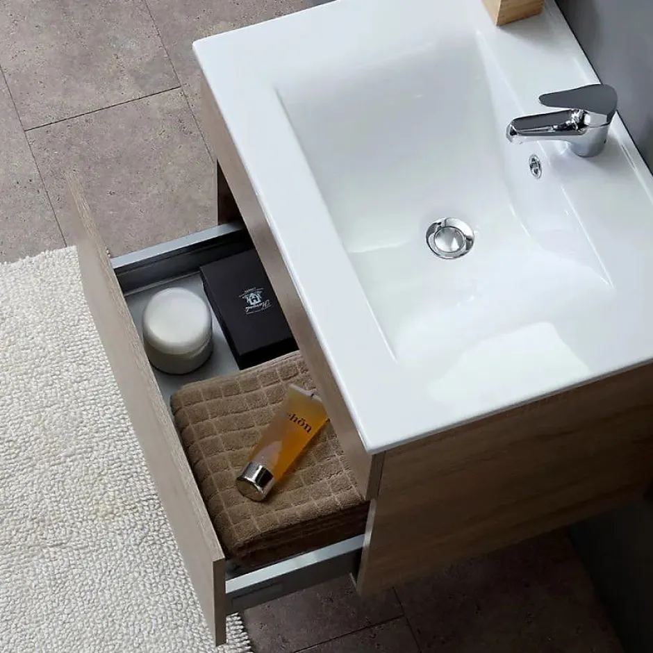Kiamami Valentina Armoire De Toilette Murale 60 Cm En Chêne Série Well Sole* Ensemble Meuble De Salle De Bains