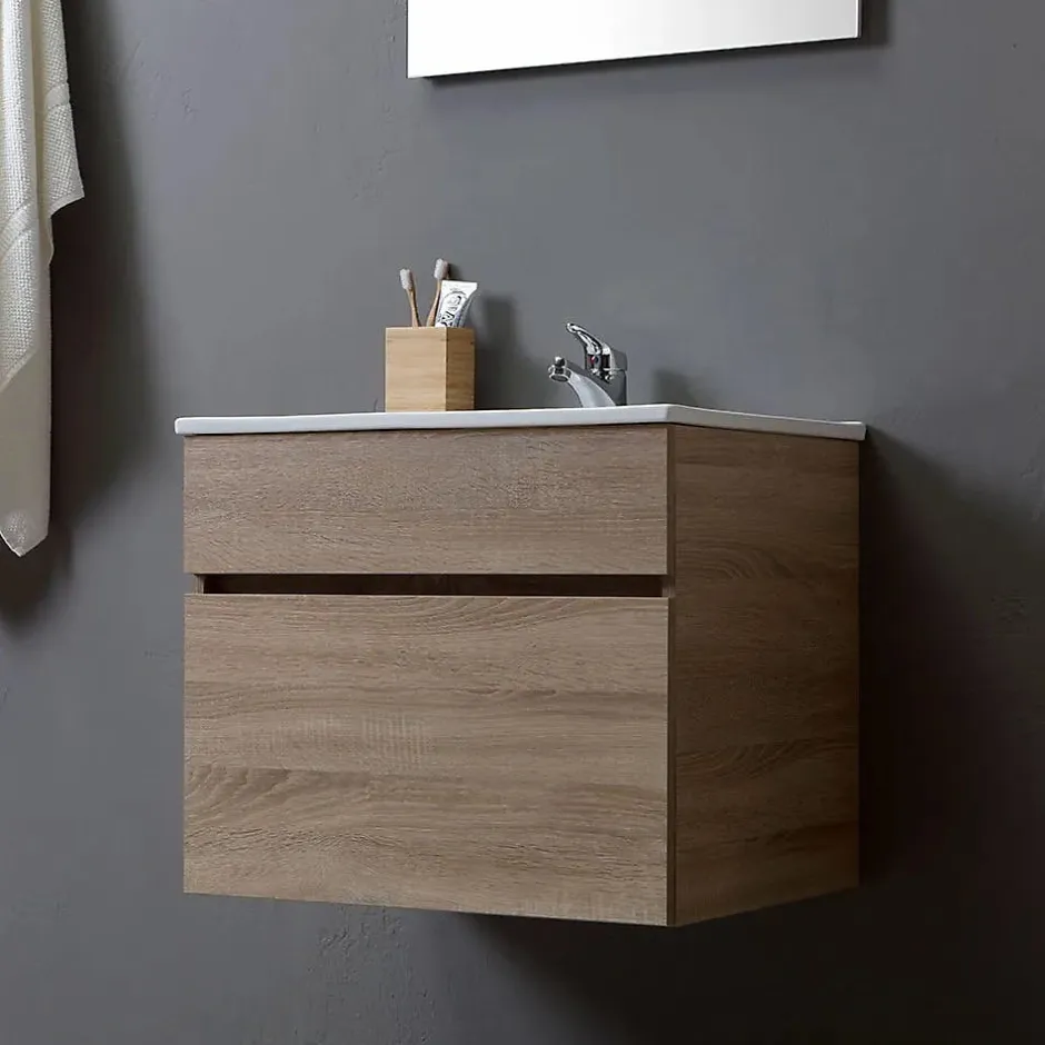 Kiamami Valentina Armoire De Toilette Murale 60 Cm En Chêne Série Well Sole* Ensemble Meuble De Salle De Bains