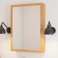 GoodHome Armoire de toilette placage chêne l.50 x H.70 x P.15 cm, Perma