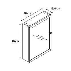 GoodHome Armoire de toilette placage chêne l.50 x H.70 x P.15 cm, Perma