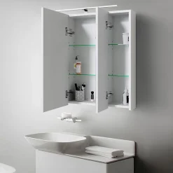 Ml-Design Armoire de toilette salle de bain avec miroir et LED 72,4x72x15 cm