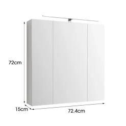Ml-Design Armoire de toilette salle de bain avec miroir et LED 72,4x72x15 cm