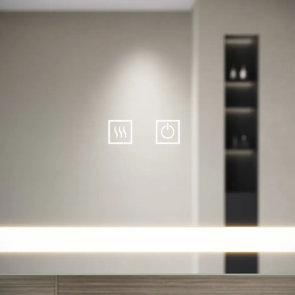 Sirhona Armoire de toilette Grand Rangement 60x75 cm + Interrupteur tactile + Température LED tricolore + Anti-buée + Prise rasoir