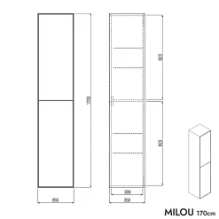 Bernstein Armoire de toilette suspendue Blanc mat 100x18x70cm (LxPxH) 2 portes miroir, éclairage LED, tablettes en verre - SOLO