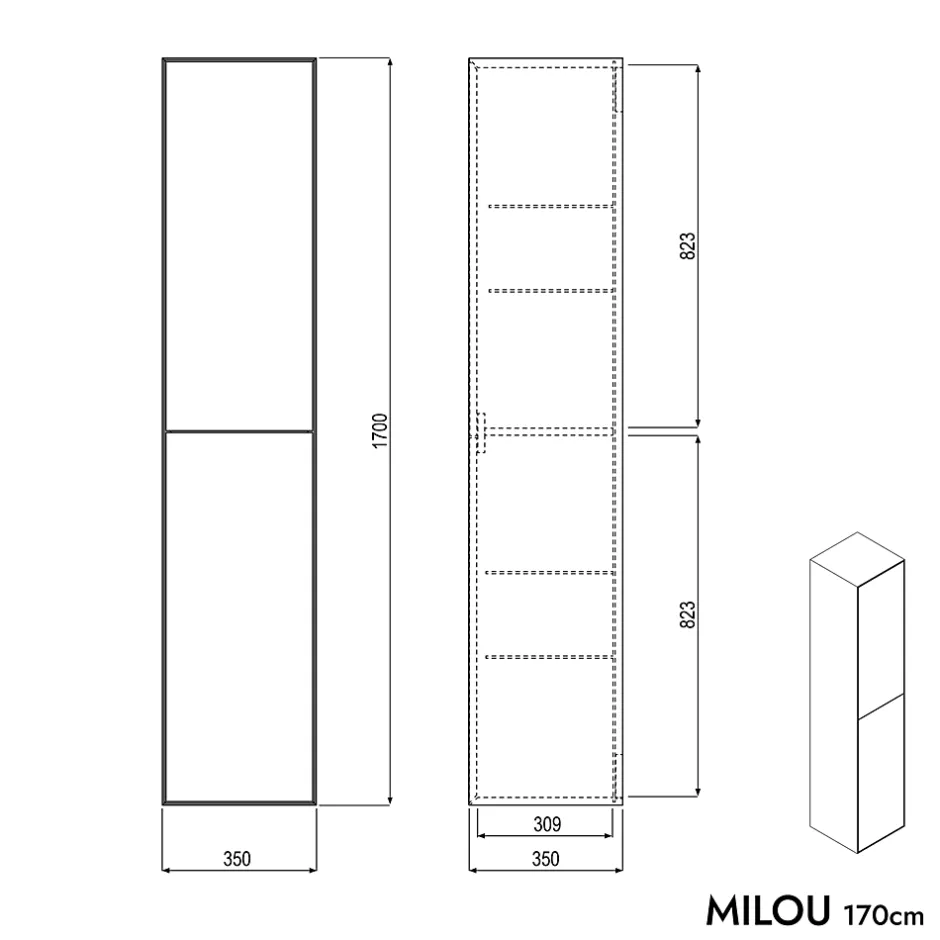 Bernstein Armoire de toilette suspendue Blanc mat 100x18x70cm (LxPxH) 2 portes miroir, éclairage LED, tablettes en verre - SOLO