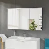 Bernstein Armoire de toilette suspendue Anthracite mat 120x18x70cm (LxPxH) 2 portes miroir, éclairage LED, tablettes en verre - SOLO* Armoire De Toilette