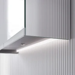 Bernstein Armoire de toilette suspendue miroir 40x19x71cm (LxPxH), charnière à droite, éclairage LED, tablettes en verre - VARO* Armoire De Toilette