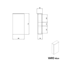 Bernstein Armoire de toilette suspendue miroir 40x19x71cm (LxPxH), charnière à droite, éclairage LED, tablettes en verre - VARO* Armoire De Toilette