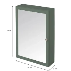 GoodHome Armoire de toilette vert mat l.50 x H.70 x P.15 cm, Perma* Armoire De Toilette|Meuble De Salle De Bains Faible Profondeur