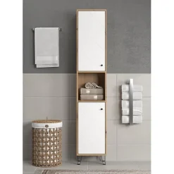 Generic Armoire haute - TRENDTEAM - Série Touch - Blanc/Brun - 36 cm - 191 cm de hauteur
