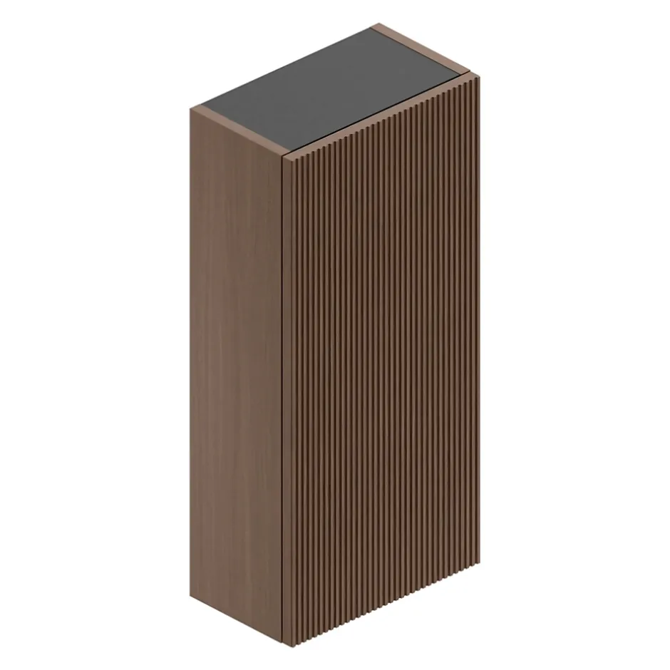 Ipiemme SRL Armoire haute de salle de bains l.35 x H.75 x P.20 cm placage noyer strié, Pura+