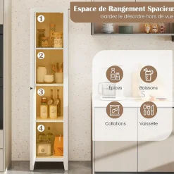 Giantex Armoire haute et étroite, étagère à 4 compartiments et porte, peu encombrante, grand espace de rangement, 43 x 19,5 x 183 cm.